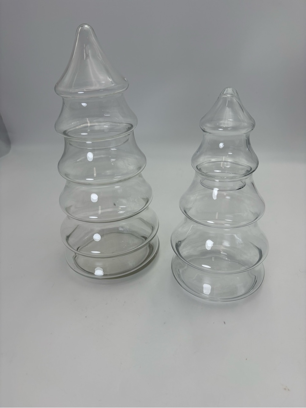 Vintage Libbey Clear Glass Christmas Tree-Shaped Decorative Cannisters